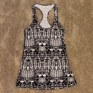 Black & White Patterned Racerback Tank Dress